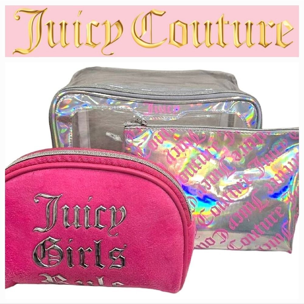 Juicy Couture Juicy Girls Rule 3-PC Cosmetic Bag Set- Pink/Holographic